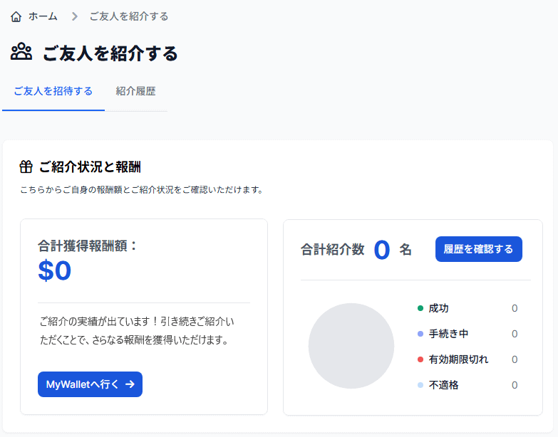 XM紹介状況の確認と報酬管理ページ