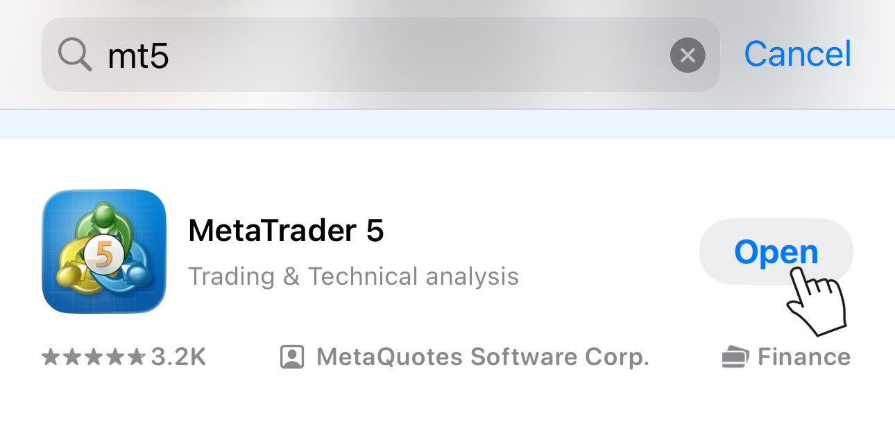App StoreでMetaTrader5アプリを入手する画面